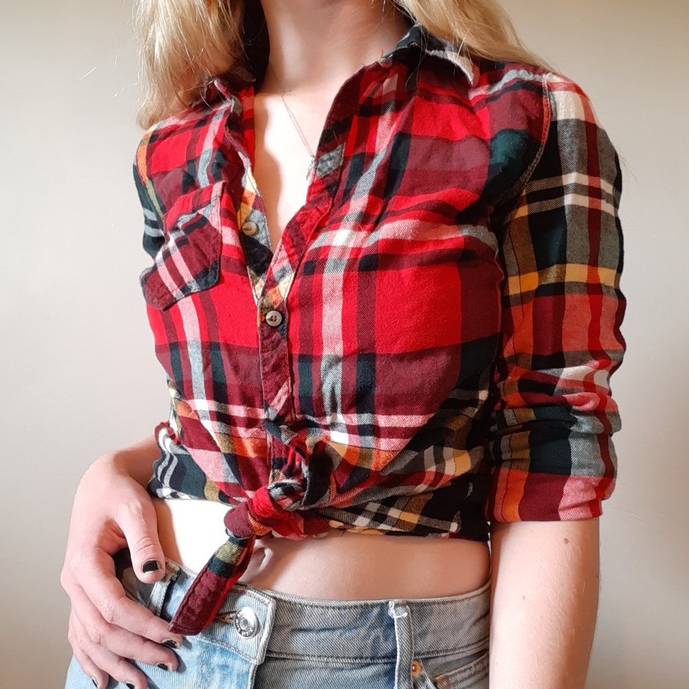 Red Plaid Maurices Button Down Shirt